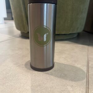 Teavana Silver and Black Travel Thermos with Butterfly Emblem